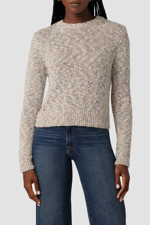 Tops and Sweaters Women Hudson Jeans Draped V Back Sweater Marbled Gray