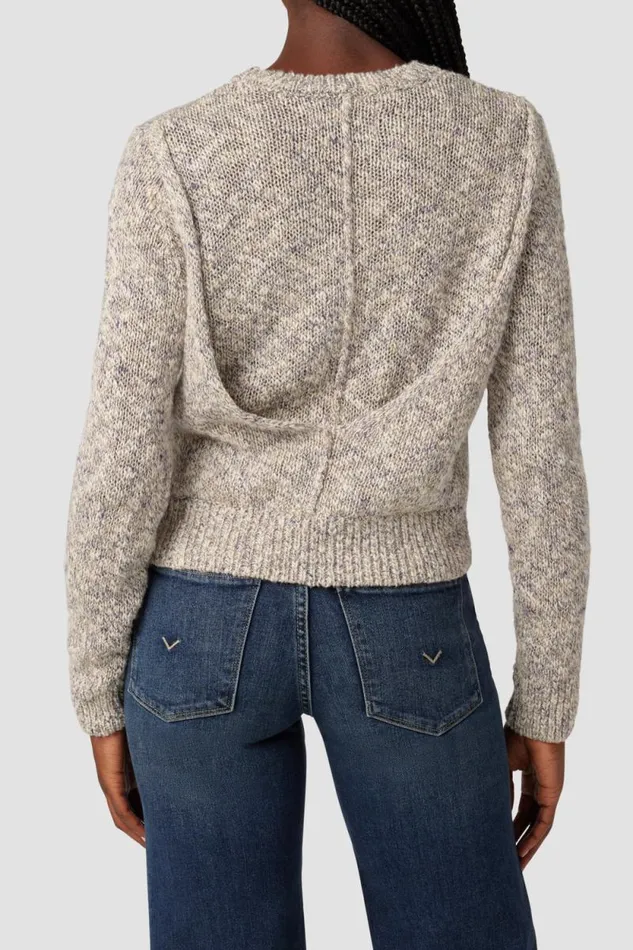 Tops and Sweaters Women Hudson Jeans Draped V Back Sweater Marbled Gray Tops and Sweaters Women Hudson Jeans Draped V Back Sweater Marbled Gray