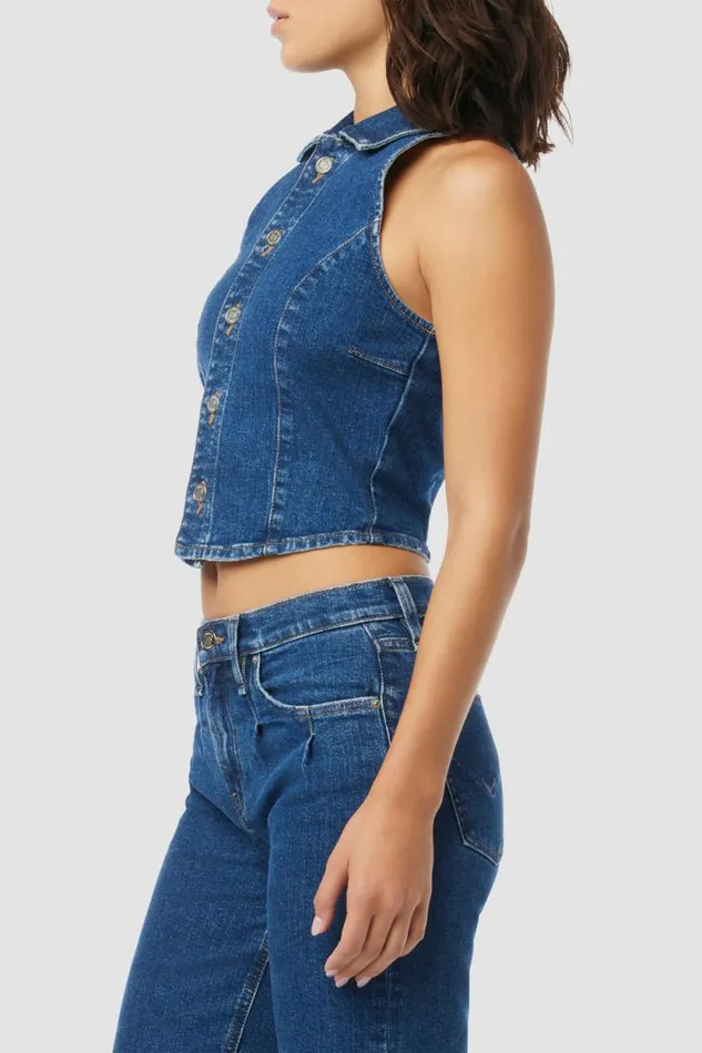 Tops and Sweaters Women Hudson Jeans Halter Vest Rocky Blue Tops and Sweaters Women Hudson Jeans Halter Vest Rocky Blue