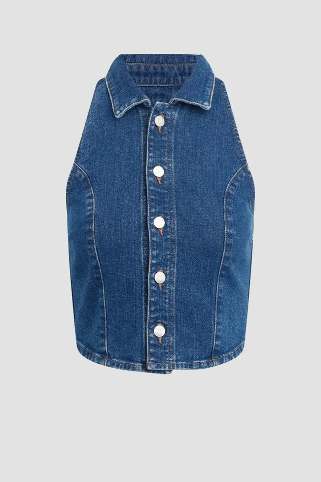 Tops and Sweaters Women Hudson Jeans Halter Vest Rocky Blue Tops and Sweaters Women Hudson Jeans Halter Vest Rocky Blue