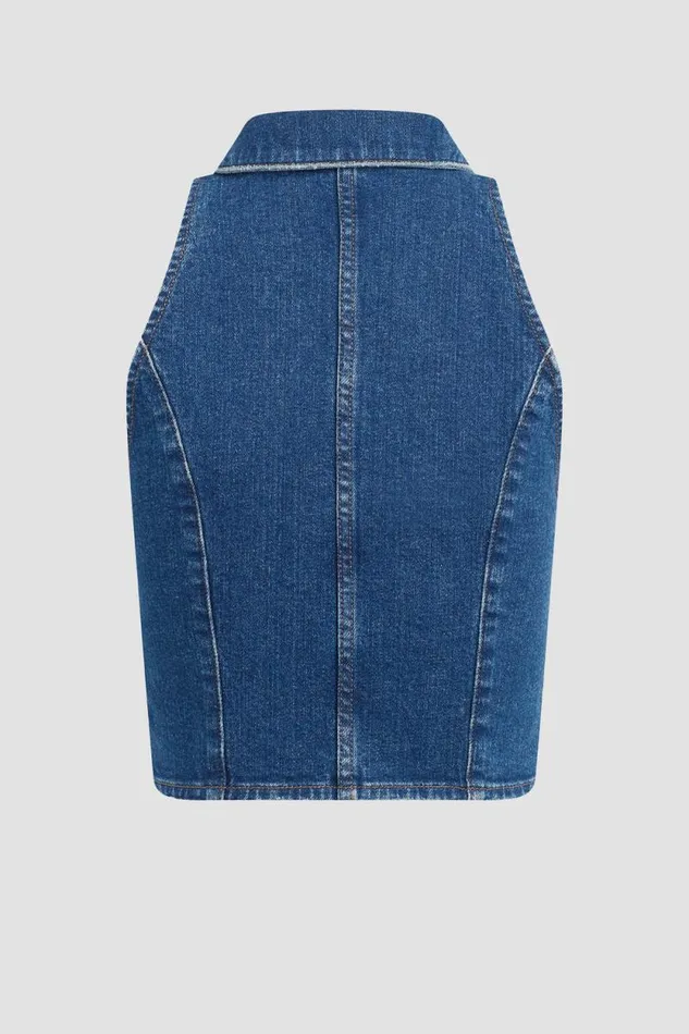 Tops and Sweaters Women Hudson Jeans Halter Vest Rocky Blue Tops and Sweaters Women Hudson Jeans Halter Vest Rocky Blue