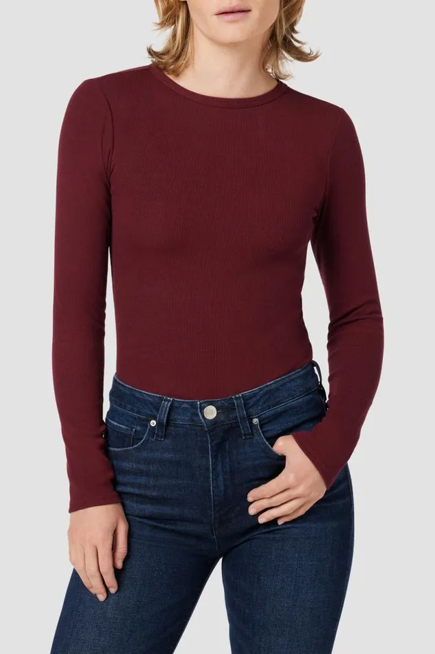 Tops and Sweaters Women Hudson Jeans Knot Back Bodysuit Bordeaux Tops and Sweaters Women Hudson Jeans Knot Back Bodysuit Bordeaux