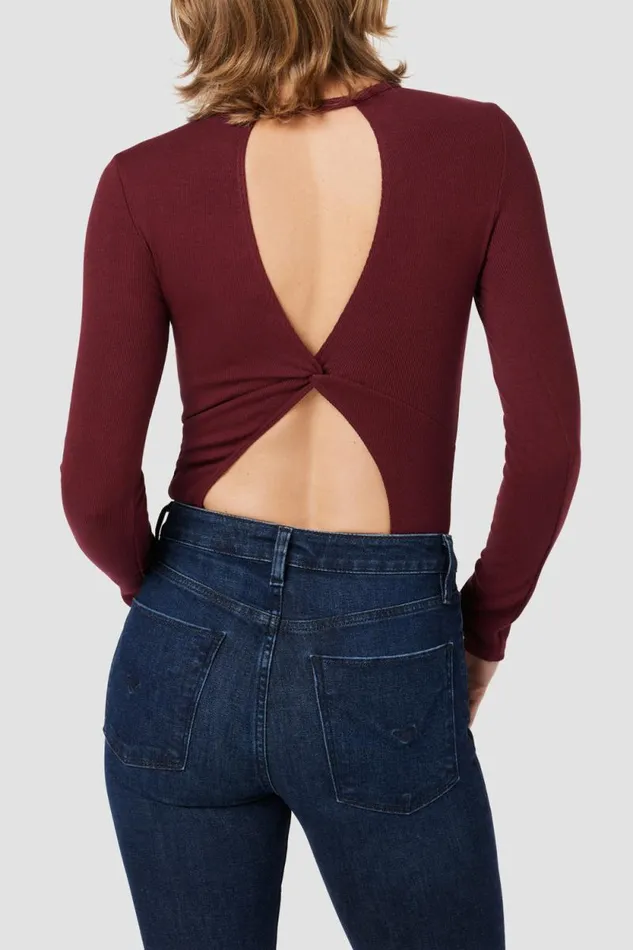 Tops and Sweaters Women Hudson Jeans Knot Back Bodysuit Bordeaux Tops and Sweaters Women Hudson Jeans Knot Back Bodysuit Bordeaux