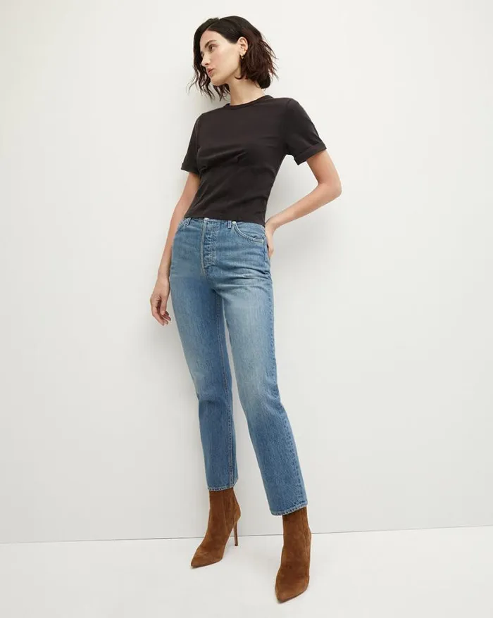 Tops and Tees Shop Veronica Beard Ankara StitchedWaist Tee Black