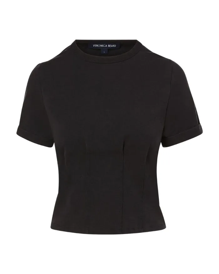 Tops and Tees Shop Veronica Beard Ankara StitchedWaist Tee Black