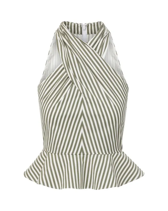 Tops and Tees Shop Veronica Beard Drey Striped Top Bright Armywhite