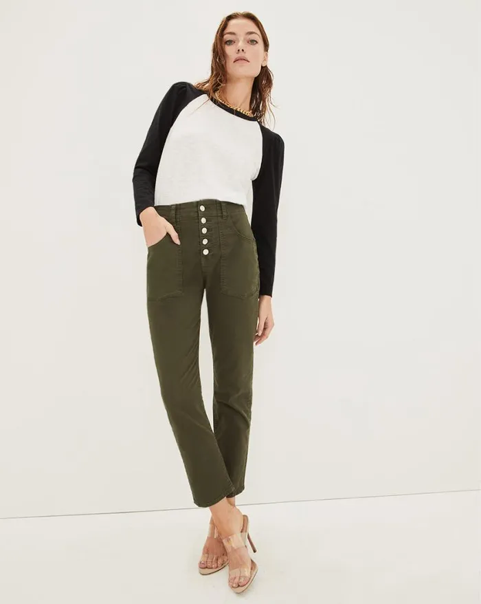 Tops and Tees Shop Veronica Beard Mason Baseball Tee Whitepeony