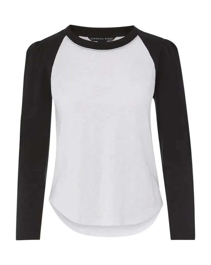 Tops and Tees Shop Veronica Beard Mason Baseball Tee Whitepeony