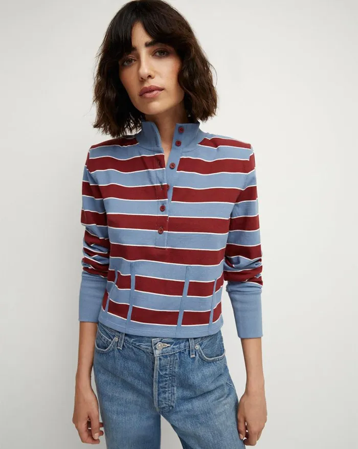 Tops and Tees Shop Veronica Beard Shervin RugbyStriped Top Oxford Blue Multi