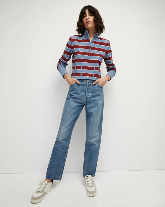 Tops and Tees Shop Veronica Beard Shervin RugbyStriped Top Oxford Blue Multi