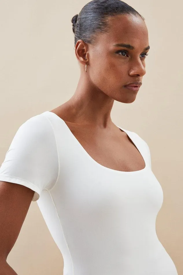 Tops Women Karen Millen Contour Jersey Tshirt White