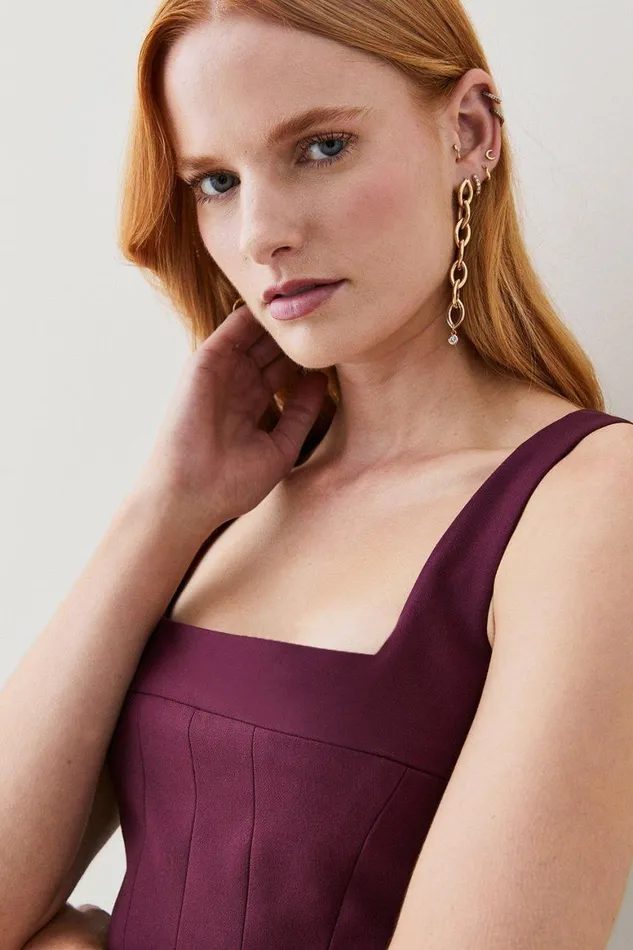 Tops Women Karen Millen Structured Crepe Corset Bralet Top Merlot