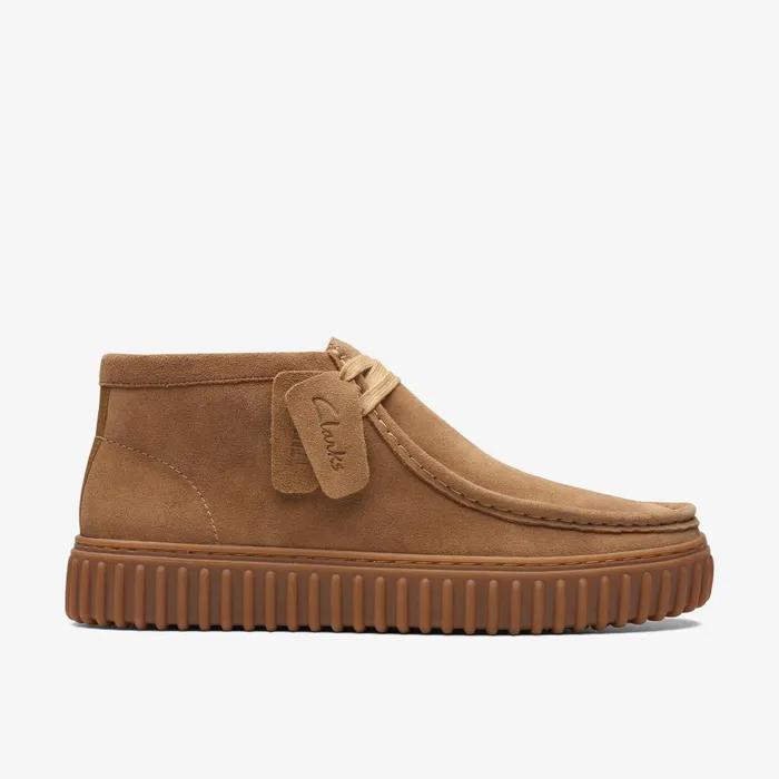 Torhill Hi Dark Sand Suede WomenMen Clarks Boots and Booties