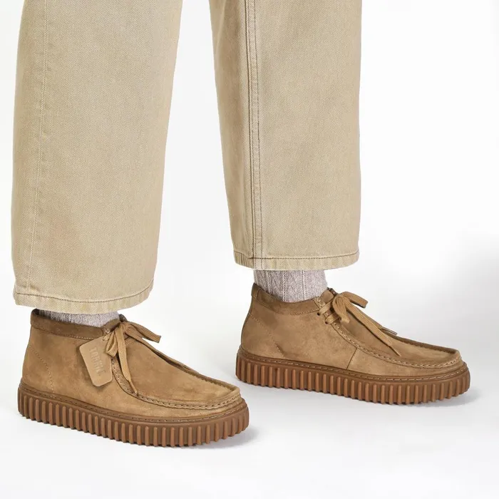 Torhill Hi Dark Sand Suede WomenMen Clarks Boots and Booties