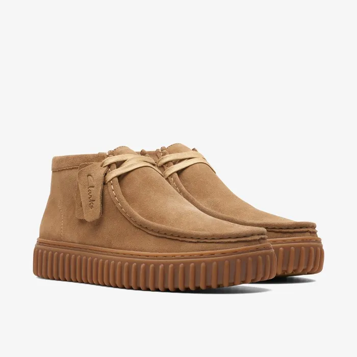 Torhill Hi Dark Sand Suede WomenMen Clarks Boots and Booties