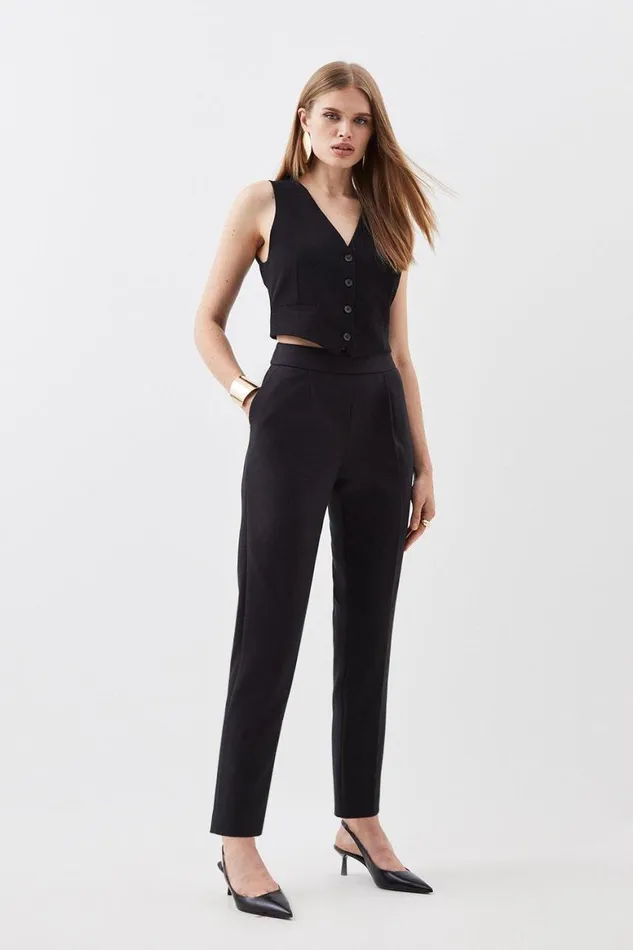 Trousers Women Karen Millen Compact Stretch High Waist Tailored Trousers Black