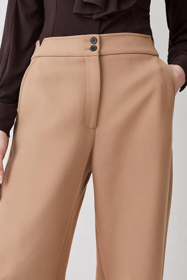 Trousers Women Karen Millen Compact Stretch Low Waist Trouser Camel
