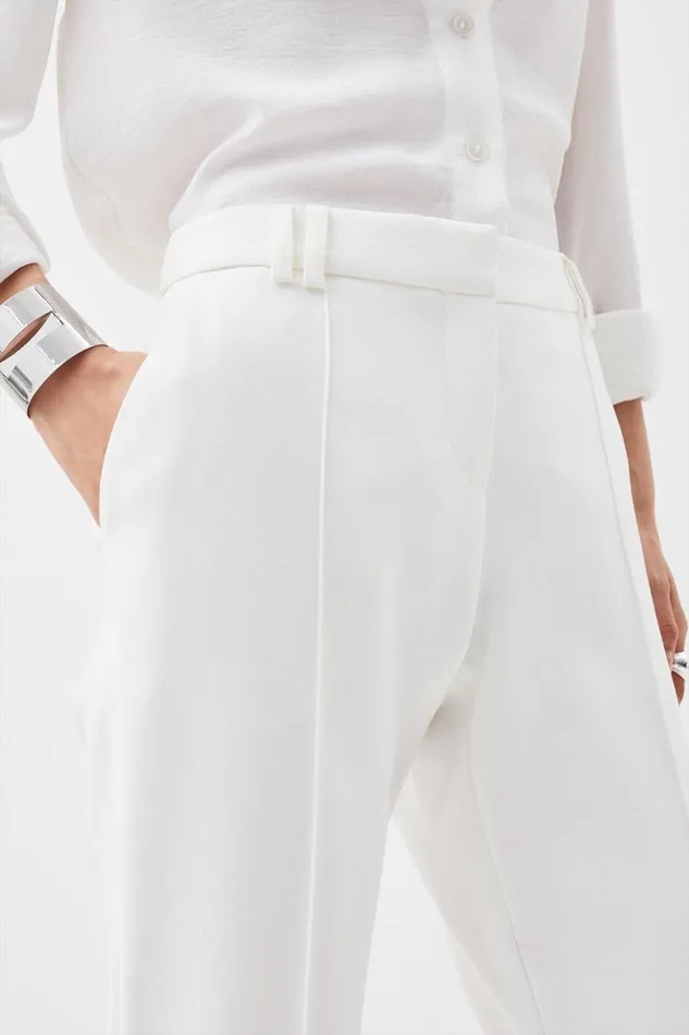 Trousers Women Karen Millen Compact Stretch Tailored Flared Trouser Ivory