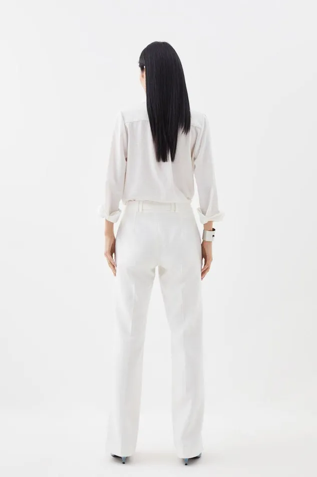 Trousers Women Karen Millen Compact Stretch Tailored Flared Trouser Ivory