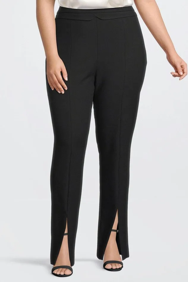 Trousers Women Karen Millen Plus Size Tailored Compact Stretch Split Hem Straight Trousers Black
