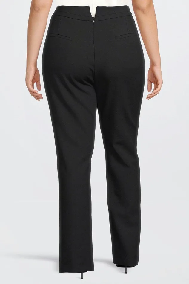 Trousers Women Karen Millen Plus Size Tailored Compact Stretch Split Hem Straight Trousers Black