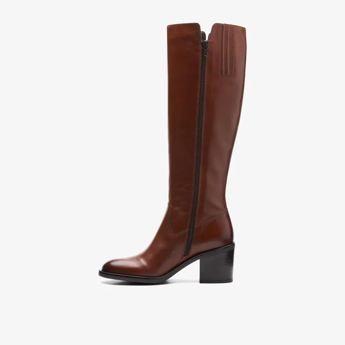 Valvestino Hi Dark Tan Leather Women Clarks Boots and Booties