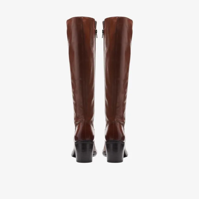 Valvestino Hi Dark Tan Leather Women Clarks Boots and Booties