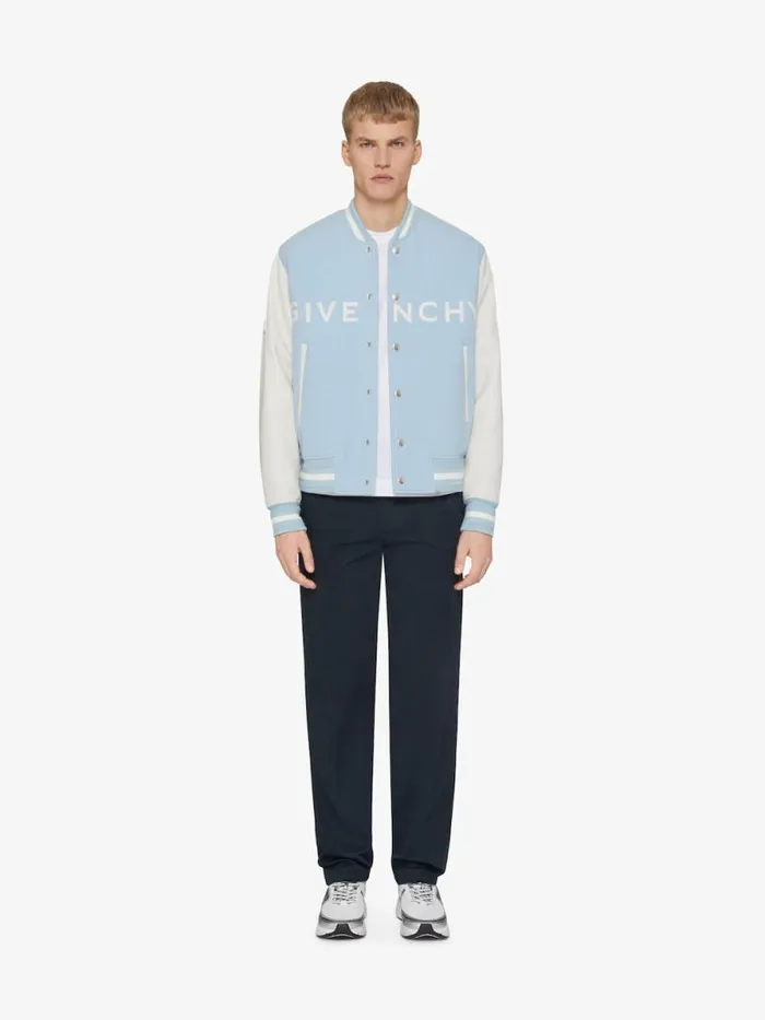 Varsity Jacket In Wool And Leather Whitesky Blue Men Givenchy Coats and Jackets