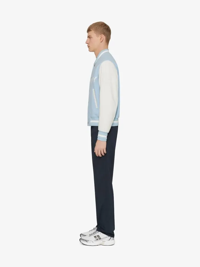 Varsity Jacket In Wool And Leather Whitesky Blue Men Givenchy Coats and Jackets