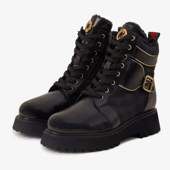 Vinci Leather Boots and Booties The Boston Black Leather LaceUp Ankle Boot With A Side Zipper 8211 Women