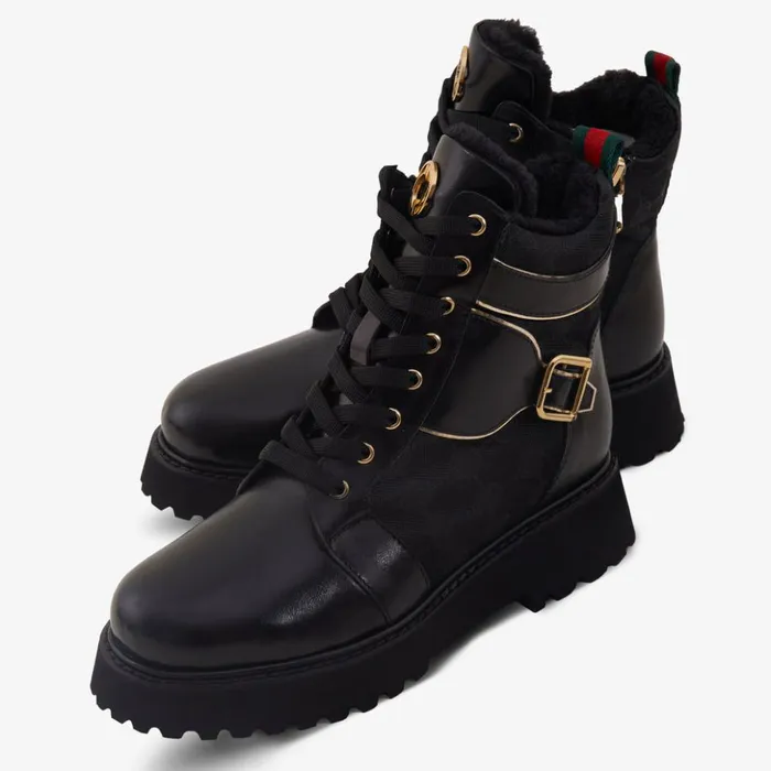 Vinci Leather Boots and Booties The Boston Black Leather LaceUp Ankle Boot With A Side Zipper 8211 Women