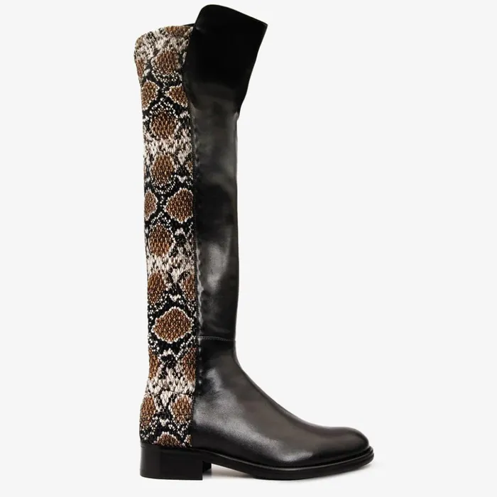 Vinci Leather Boots and Booties The Moengo Black Leather Leopard Knee High Boot 8211 Women Vinci Leather Boots and Booties The Moengo Black Leather Leopard Knee High Boot 8211 Women