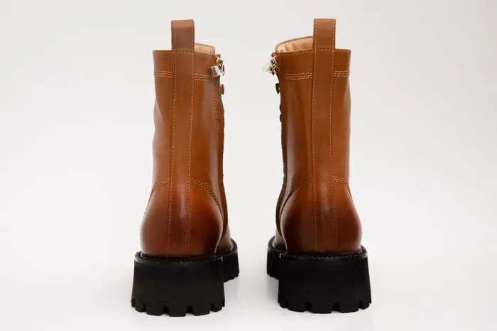 Vinci Leather Boots and Booties The Moreno Tan Leather LaceUp Mid Calf Boot 8211 Women