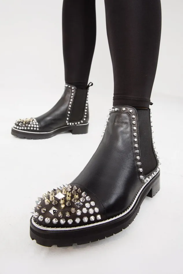 Vinci Leather Boots and Booties The Vuvulane Black Spike Leather Ankle Boot 8211 Women