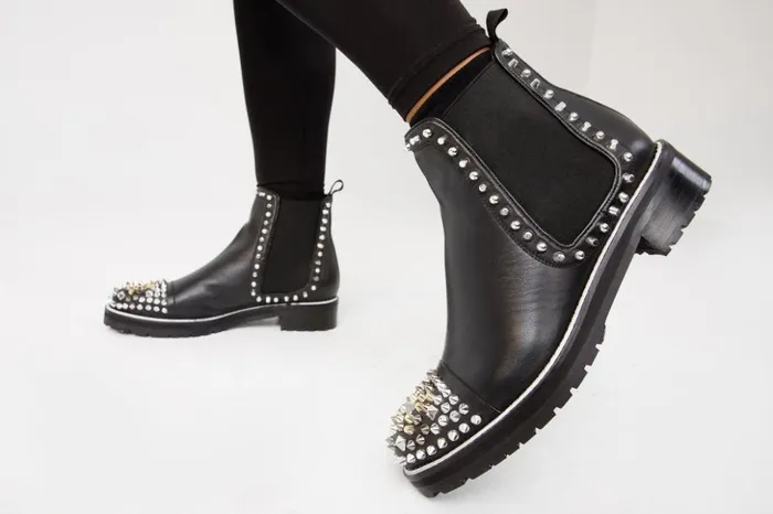 Vinci Leather Boots and Booties The Vuvulane Black Spike Leather Ankle Boot 8211 Women