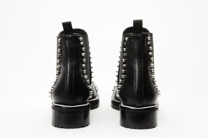 Vinci Leather Boots and Booties The Vuvulane Black Spike Leather Ankle Boot 8211 Women