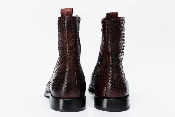Vinci Leather Boots The Boss Burgundy Pythn Snk ZipUp Leather Boot Limited Edition 8211 Men