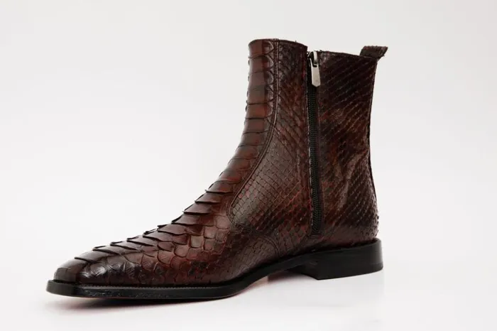 Vinci Leather Boots The Boss Burgundy Pythn Snk ZipUp Leather Boot Limited Edition 8211 Men
