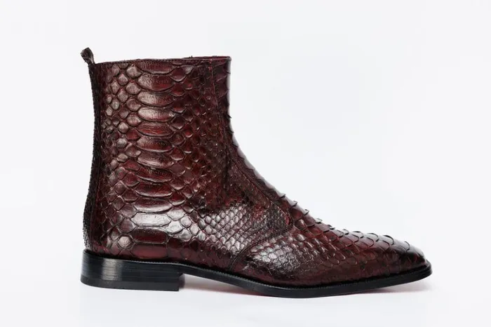 Vinci Leather Boots The Boss Burgundy Pythn Snk ZipUp Leather Boot Limited Edition 8211 Men
