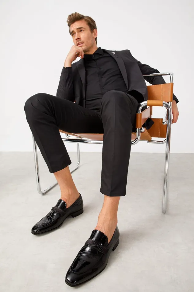 Vinci Leather Dress Shoes The Dodoma Black Patent Leather Loafer Shoe 8211 Men