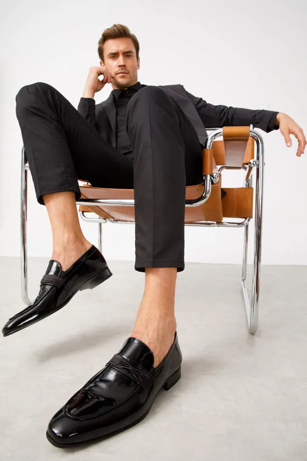 Vinci Leather Dress Shoes The Dodoma Black Patent Leather Loafer Shoe 8211 Men