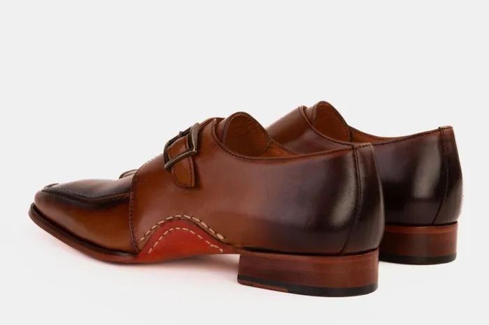 Vinci Leather Dress Shoes The Hagrid Tan Leather Single Monk Strap Handmade Shoe 8211 Men