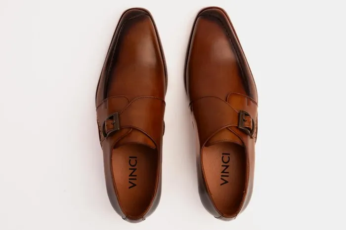Vinci Leather Dress Shoes The Hagrid Tan Leather Single Monk Strap Handmade Shoe 8211 Men
