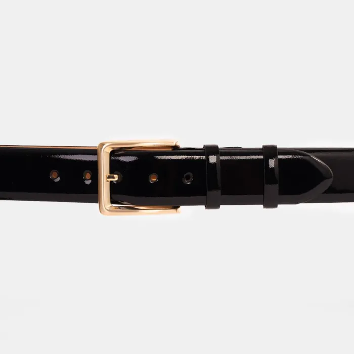 Vinci Leather Leather Belts The Jupiter Black Patent Spike Leather Belt 8211 Men