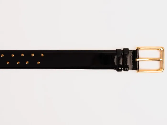 Vinci Leather Leather Belts The Jupiter Black Patent Spike Leather Belt 8211 Men