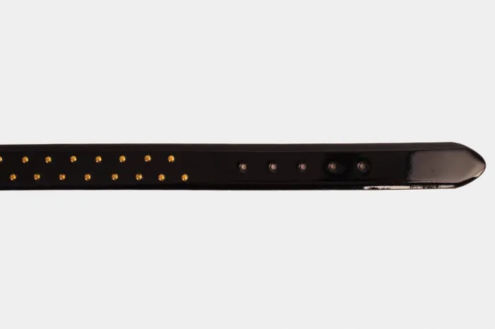 Vinci Leather Leather Belts The Jupiter Black Patent Spike Leather Belt 8211 Men
