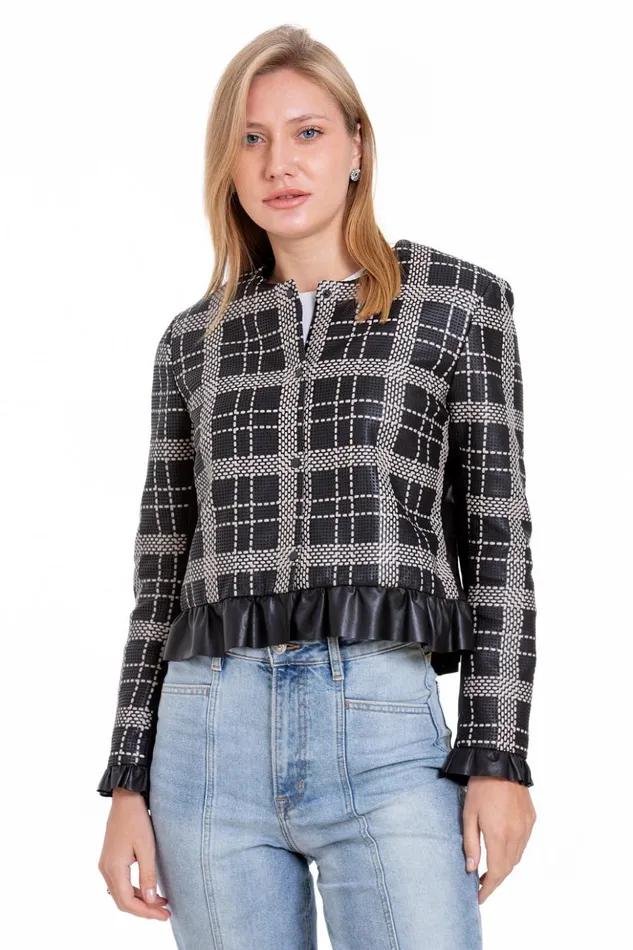 Vinci Leather Leather Jackets The Enmore Handwoven Leather Black Jacket 8211 Women