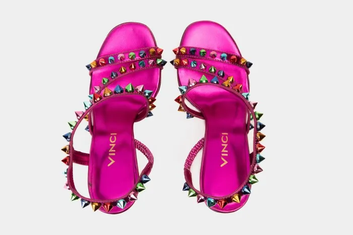 Vinci Leather Sandals The Caris Fuchsia Block Heel Spike Leather Sandal 8211 Women