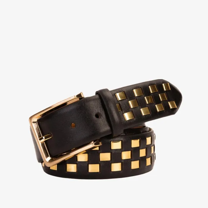 Vinci Leather Sneakers The Messina Black and Gold Woven Leather Belt 8211 Men