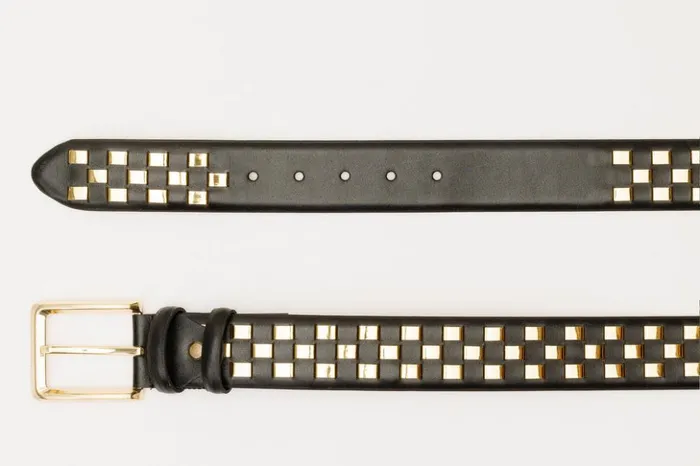 Vinci Leather Sneakers The Messina Black and Gold Woven Leather Belt 8211 Men